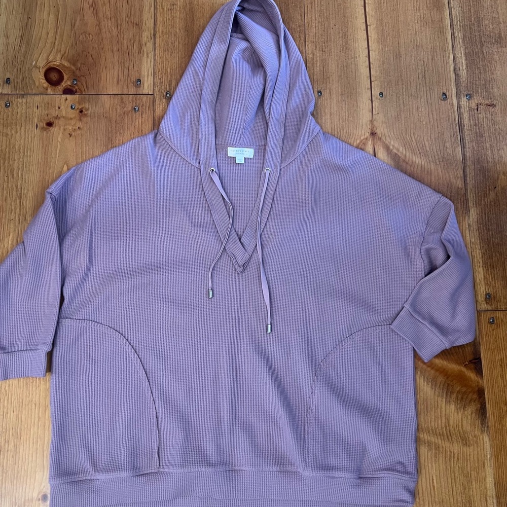 Altar'd State Mauve Waffle Knit Hoodie Sweater Pullover Boho Slouchy‎ Small A5